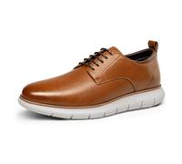 Bruno Marc Tenis de vestir casuales para hombre, zapatos formales de negocios, cómodos durante todo el día, ligeros, amortiguadores, Oxfords Crossflex CrestLite, Marrón, 41.5 EU