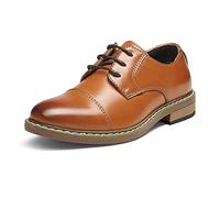 Bruno Marc Zapatos Cordones Niños Vestir Oxfords | Estilo Clásico, Limpieza Fácil, Talón Acolchado, Espuma Viscoelástica, Versátil para Jóvenes