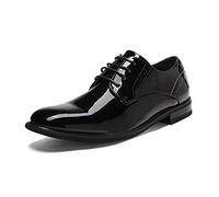 Bruno Marc Zapatos Vestir Hombre Derby Zapatos Oxfords Brogue Hombre Boda Trabajo Party,Size 46,Negro/Pat,PRINCE-16