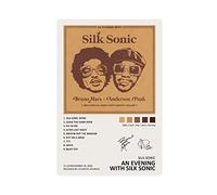 Bruno Poster Mars Anderson Paak An Evening with Silk Sonic Music Album Cover Firmado Lienzo Póster de Pared Arte Decoración Impresión Imagen Pintura para Salón Dormitorio Decoración Unframe40 x 60 cm