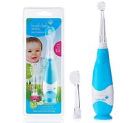 Brush-Baby Baby BabySonic - Cepillo de dientes eléctrico para niños pequeños de 0 a 3 años de edad - Temporizador LED inteligente y vibración suave para una experiencia de limpieza divertida (azul)
