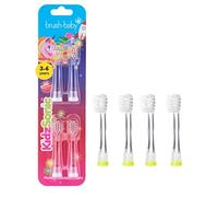 Brush-Baby Cabezales de cepillo de repuesto para niños para cepillos de dientes eléctricos KidzSonic, a partir de 3 años, cabezales de cepillo de dientes reemplazables DeepClean con LED, paquete de 4