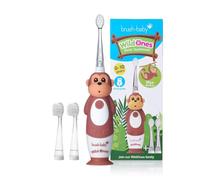Brush-Baby - Cepillo de dientes eléctrico recargable para niños, de 0 a 10 años - WildOnes, diseño de mono con luces intermitentes - Cerdas DeepClean para una limpieza superior - 2 cabezales de