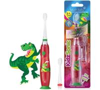 Brush-Baby - Dinosaur KidzSonic Kids - Cepillo de dientes eléctrico para niños a partir de 3 años - Cerdas DeepClean, base de succión - Diseño divertido con luces de discoteca intermitentes - 2