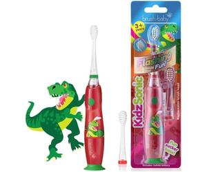 Brush-Baby - Dinosaur KidzSonic Kids - Cepillo de dientes eléctrico para niños a partir de 3 años - Cerdas DeepClean, base de succión - Diseño divertido con luces de discoteca intermitentes - 2