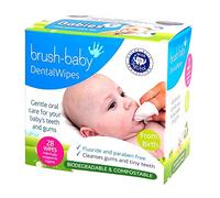 Brush-Baby Toallitas dentales para bebés | Nacimiento etapa 1 - Primeros dientes | Apto de 0 a 16 meses | Toallitas suaves para limpiar suavemente la boca, las encías y la lengua de tu bebé, 1 paquete de 28 toallitas envueltas individualmente