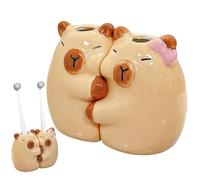Brush Dock - Olla de cerámica para cepillo de dientes Capybara, estación caprichosa, contenedor de dibujos animados, soporte de viaje para baño, tarro de cerdas de tocador, organizador de escritorio