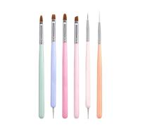 Brush for Nails, Gel Nail Polish Pens, Double Headed Tool Set, Rhinestone Picker with Nylon Bristles and Metal Tips, Salon Travel Indoor Use, Multi Size, Multicolor, 6 piezas