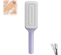 Brush Master Self Cleaning Hair Brush, Self Cleaning Hair Brushes, Anti Static Massage Comb Brush, With Retractable Bristles, Anti Static Massage Comb Brush (Purple)