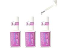 Brush-On Nail Glue, Long-Lasting Nail Glue Strong, Press on Nail Glue Extra Strong, Brush Nail Glue, Super Nail Glue for Press on Nails, Strong Adhesion, No Light Required(3Pcs)
