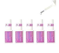Brush-On Nail Glue, Long-Lasting Nail Glue Strong, Press on Nail Glue Extra Strong, Brush Nail Glue, Super Nail Glue for Press on Nails, Strong Adhesion, No Light Required(5Pcs)