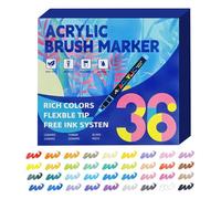 Brush Pens, Acrylic Paint Markers, Waterproof Ink Pens, Multi Function, Vibrant Color Selection, Artist Quality Product, Fine Tip Set For Kids Adults Students Hobbyists Rock Painting Fabric