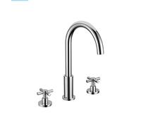 Brushed Gold Antique Split Basin Faucet Double Handle Three-Hole Full Copper Cross Handle washbasin countertop Faucet, electroplated