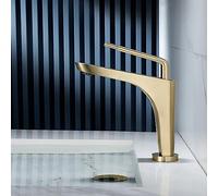 Brushed Gold Creative Full Copper Basin Hot and Cold washbasin Faucet Faucet Household Toilet Golden washbasin, Brushed Gold Model