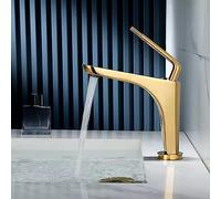 Brushed Gold Creative Full Copper washbasin Hot and Cold washbasin Faucet Household Toilet Golden washbasin, Gold Model