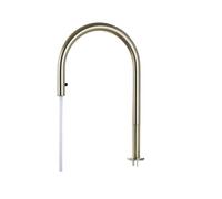 Brushed Gold Kitchen Faucet Invisible Pull Out Spray Mixer Double Hole Single Handle Solid Brass Hot And Cold Separate Sink Tap(396BOG)