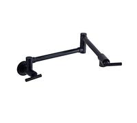 Brushed Gold Pot Filler Faucet - Folding Double Joint Spout Swing Arm Wall-Mounted Brass Kitchen Sink Tap with Two Handles Stretchable & Space-Saving Design (Brushed B)