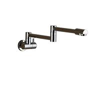 Brushed Gold Pot Filler Faucet - Folding Double Joint Spout Swing Arm Wall-Mounted Brass Kitchen Sink Tap with Two Handles Stretchable & Space-Saving Design (Brushed B)