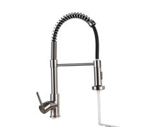 Brushed Nickel Kitchen Faucet Deck Mounted Mixer Tap 360 Degree Rotation Stream Sprayer Nozzle Kitchen Sink Hot Cold Taps(Golden Color A)