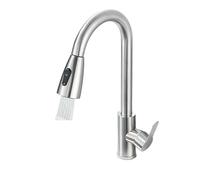 Brushed Nickel Kitchen Faucet Single Handle Hot And Cold Mixer Tap Stream Sprayer Chrome/Black Pull Out Faucet(Black A)