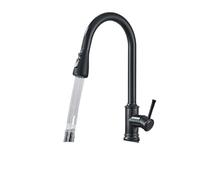 Brushed Nickel Pull-Out Kitchen Faucet, 360° Swivel Spout, Hot & Cold Mixer, Deck Mount, Single Hole, Flow Sprayer, Modern Design, Easy Installation,