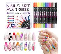 Brushes - Lápiz de uñas | Art Design Pen, Drawing Brushes 12 Pieces Double Tips Point Dotting Manicure Decoration | Nails Paint Pens | for Home Beauty Salon Indoor Travel Outdoor