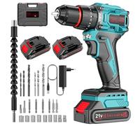 Brushless Taladro Percutor a Bateria 21V, Taladro Atornillador Electrico, Taladro Atornillador Batería (2x2.0Ah Baterías, 24 Accesorios, 55 Nm, 23+3 Ajuste de Par, 2 Velocidad)
