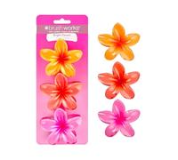 Brushworks Bright Flower Claw Clips 3 Pack - Colourful Hair Accessories for Women, Girls, Secure Grip for Thick Hair, Updos, Half-Up & Everyday Spring & Summer Hairstyles