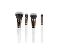 Brushworks Brocha de Maquillaje de Viaje Set Blanco y Dorado