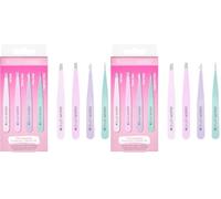 Brushworks Brushworks Hd 4 Piece Combination Tweezer Set - Pastels (Paquete de 2)
