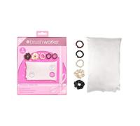 Brushworks Dreamy Satin Set - Luxe Satin Pillowcase, 2 Scrunchies & 3 Skinny Scrunchies, Hair Care & Styling Set for Day & Night Use, Frizz Reducing, Gentle Hair Accessories, Vegan Friendly