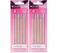 Brushworks Palitos de Cristal para Cutículas, Pack de 8, Doble Punta, Cuidado de Uñas (Paquete de 2)
