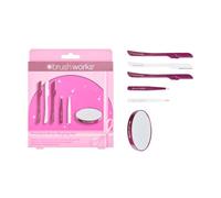Brushworks Precision Brow Shaping Set - Eyebrow Styling Set, Dermaplaners & Tweezers to Shape & Clean Eyebrow Hairs, Includes Magnifying Mirror For Precision, 6 Piece Set