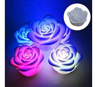 Brussel 1 unid impermeable LED flotante rosa flor vela noche luz cambiante fiesta lámpara sin llama luces al azar
