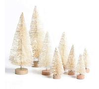Brussel Mini árboles de Navidad nevados mini pinos árboles falsos con base de madera ornamento de fiesta de Navidad árboles de mesa decoración de vacaciones beige