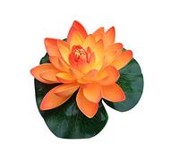 Brussels08 - Figura decorativa de flor de loto artificial grande para acuario o piscina, decoración de boda naranja