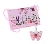 Brustbeutel Kinder Dreifach Gefaltete Geldbörse mit Schlüsselanhänger Schmetterling Brustbeutel Mädchen Geldbeutel Portmonee Kindergeldbörsen Portemonnaie zum Umhängen Geschenk