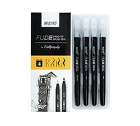 Brustro Fude - Juego de 4 pinceles de caligrafía de tinta negra (extrafino/fino/medio/negra)