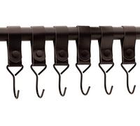 Brute Strength - Gancho multifunción con trabilla de piel - Negro - 12 x - Perchas para ropa, Colgador, Ganchos de camping de piel