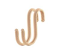 Brute Strength - Ganchos en forma de S envueltos en cuero de grano completo - 2 piezas - Natural - Ganchos de metal de 10 cm de acero inoxidable para colgar en la cocina, el taller, el baño