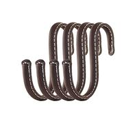 Brute Strength - Ganchos en forma de S envueltos en cuero de grano completo - 4 piezas - Cognac - Perchas de metal de 10 cm de acero inoxidable Ganchos para colgar en la cocina, el taller, el baño