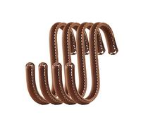 Brute Strength - Ganchos en forma de S envueltos en cuero de grano completo - 4 piezas - Cognac - Perchas de metal de 10 cm de acero inoxidable Ganchos para colgar en la cocina, el taller, el baño