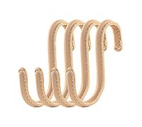 Brute Strength - Ganchos en forma de S envueltos en cuero de grano completo - 4 piezas - Natural - Ganchos de metal de 10 cm de acero inoxidable para colgar en la cocina, el taller, el baño