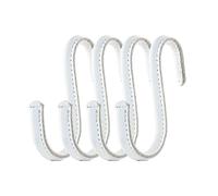 Brute Strength - Ganchos en forma de S envueltos en piel de grano completo - 4 unidades - Blanco con costuras blancas - 10 cm - Gancho de acero inoxidable para colgar en la cocina, taller, baño