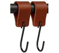 Brute Strength - Ganchos en forma de S multifuncionales de cuero - Cognac - 2 piezas - Percha - para la cocina, el baño, el dormitorio y la oficina