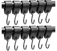 Brute Strength - Ganchos en forma de S multifuncionales de cuero - Negro - 12 piezas - Gancho para abrigos - para la cocina, el baño, el dormitorio y la oficina
