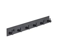 Brute Strength - Perchero - 6 ganchos - 39 cm - Acero inoxidable - Gancho para puerta de cocina, barra de gancho negro, perchero de pared, baño, sala de estar y pasillo para sombreros bufandas