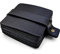Brute Strength - Posavasos de Cuero de Grano Entero - Negro - Cuadrados - 10 Unidades - Posavasos Cuadrados para Vidrio - Posavasos para Bebidas - Incluye Soporte
