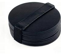Brute Strength - Posavasos de Cuero de Grano Entero - Negro - Redondo - 10 Piezas - Posavasos Redondos - Posavasos para Bebidas