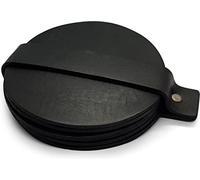 Brute Strength - Posavasos de Cuero de Grano Entero - Negro - Redondo - 6 Piezas - Posavasos Redondo para Vidrio - Posavasos para Bebidas - Incluye Soporte
